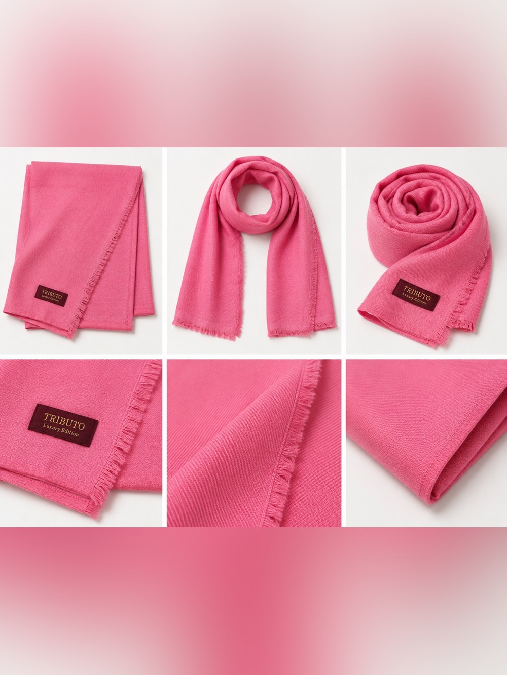 Pink Lightweight Fringe Scarf for Women